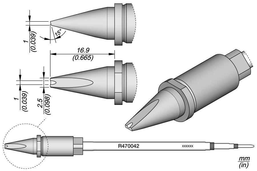 Картридж-наконечник Grooved Chisel 2.5×1 для TR470 — JBC R470-042