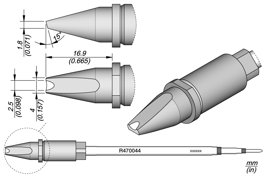 Картридж-наконечник Grooved Chisel 4×1.8 для TR470 — JBC R470-044