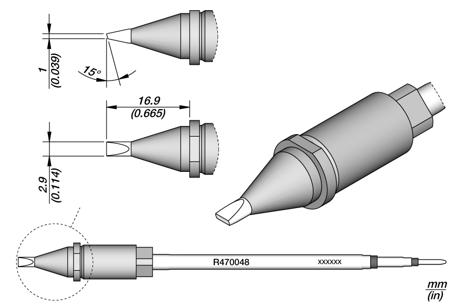 Картридж-наконечник Chisel 2.9×1 S1 для TR470 — JBC R470-048