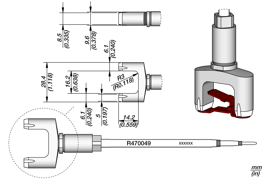 Картридж-наконечник Split Blade 28.4 мм для TR470 — JBC R470-049