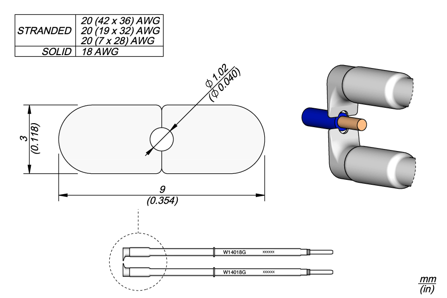 Жало для зачистки 18 AWG (1,02 мм) серии W140 для термопинцета WS140 - JBC W140-18G