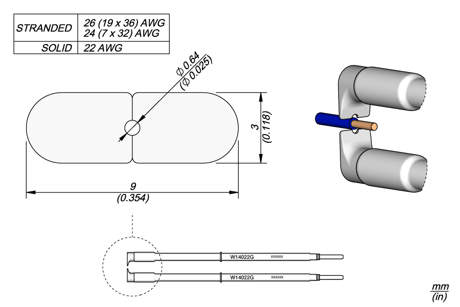 Жало зачистное 22 AWG (0,64 мм) серии W140 для пинцета WS140 - JBC W14022G