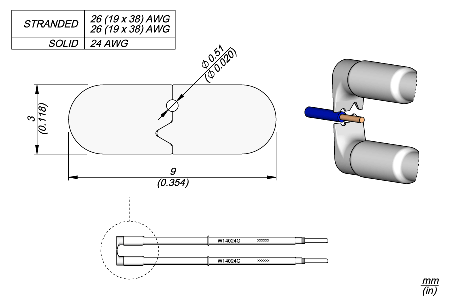 Жало для зачистки 24 AWG (0,51 мм) серии W140 для термопинцета WS140 - JBC W140-24G