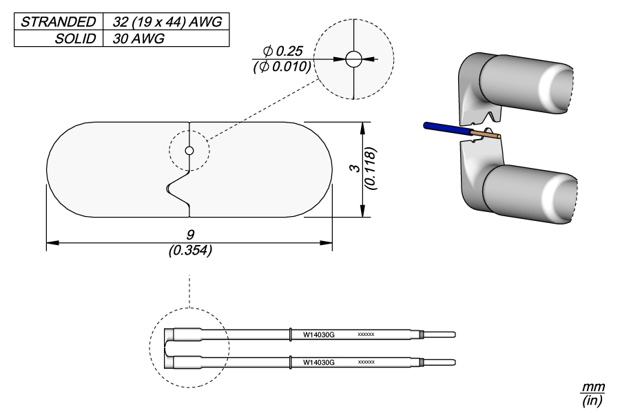 Нож для зачистки 30 AWG серии W140 для термопинцета WS140 - JBC W140-30G
