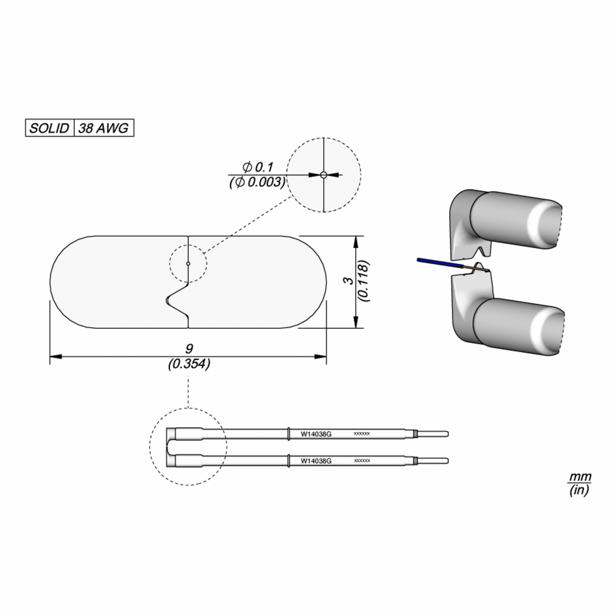 Нож зачистной 38 AWG для пинцета WS140 высокотемпературный - JBC W14038G