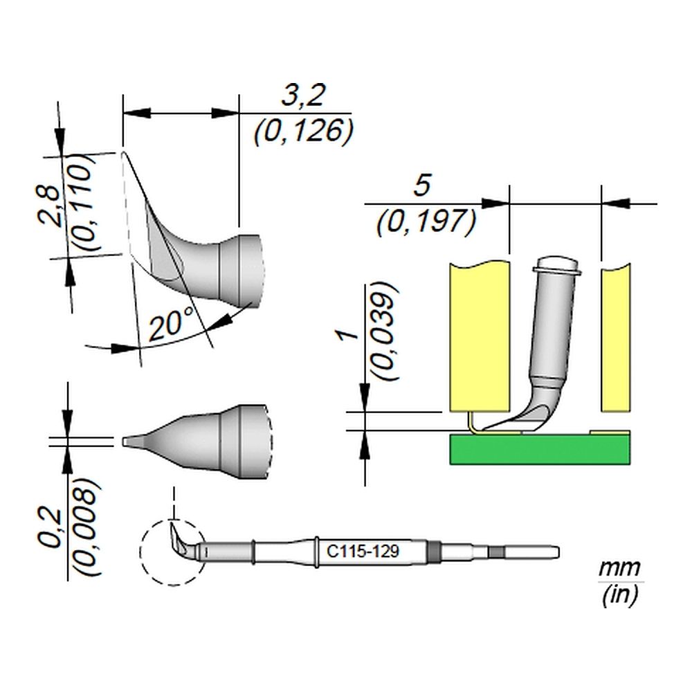 Наконечник JBC C115-129 ножевидный 2,8 х 0,2 мм