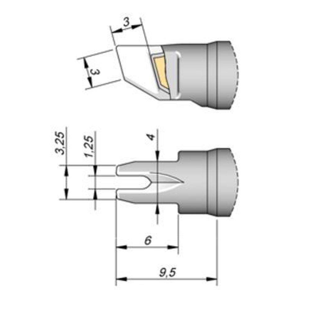 Наконечник JBC C245-651 для пайки выводов по линии 1,25 мм (удлинённый)