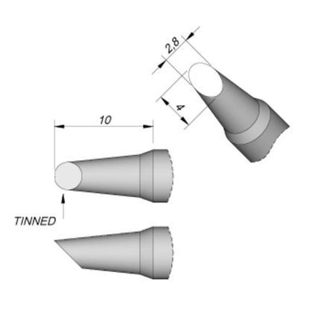 Наконечник JBC C245-784 скошенный 2,8 мм (покрытие на рабочей поверхности)