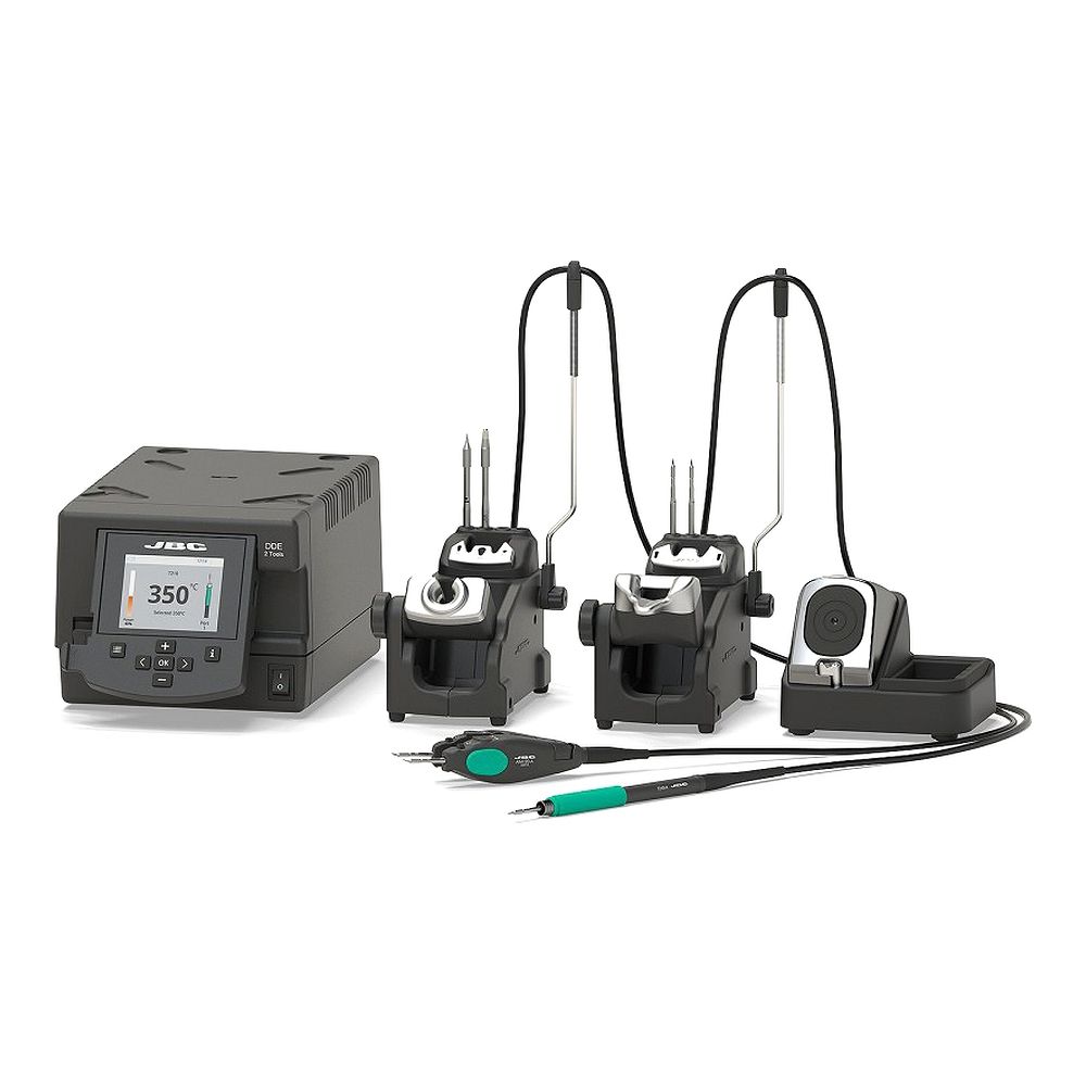 Двухканальная ремонтная станция JBC DDPE-2QB с микротермопинцетом JBC AM120-A и микропаяльником JBC T210-A