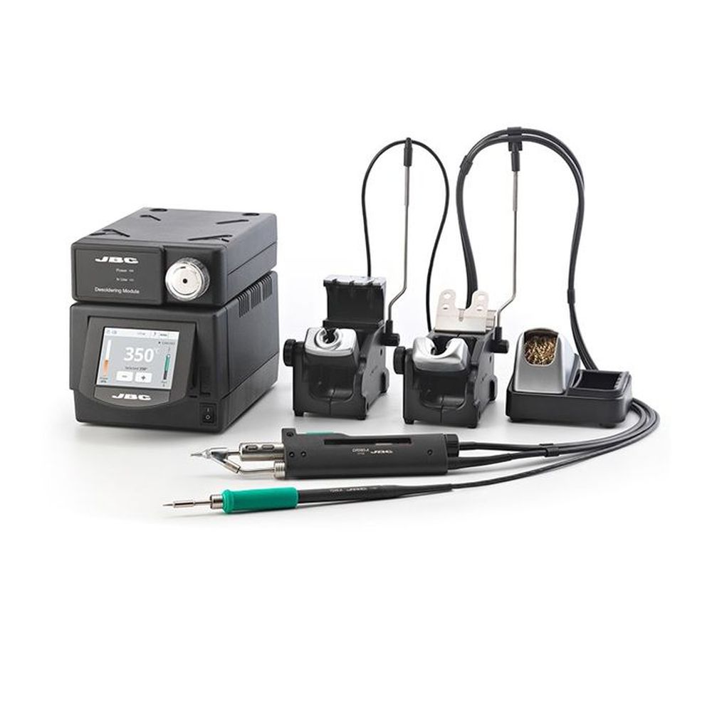 Четырёхканальная ремонтная станция JBC DMSE-2A с паяльником T245-A, вакуумным паяльником DR560-A и электрическим компрессором MSE-A