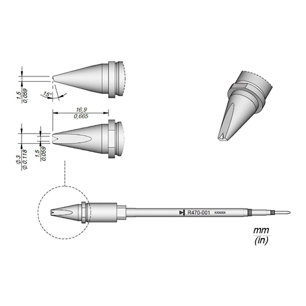 Наконечник JBC R470-016 клиновидный 3,0 х 1,5 мм