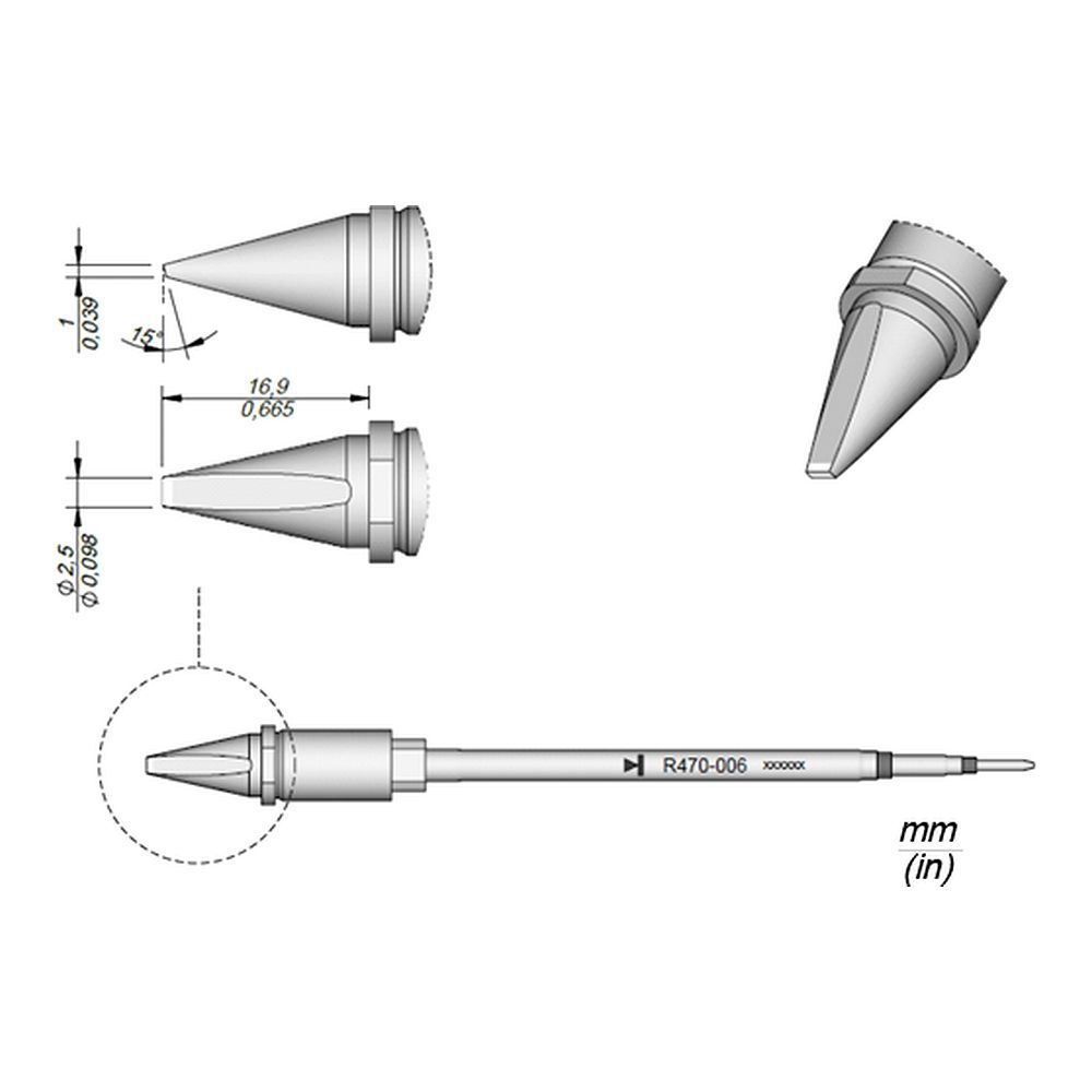 Наконечник JBC R470-021 клиновидный 2,5 х 1,0 мм