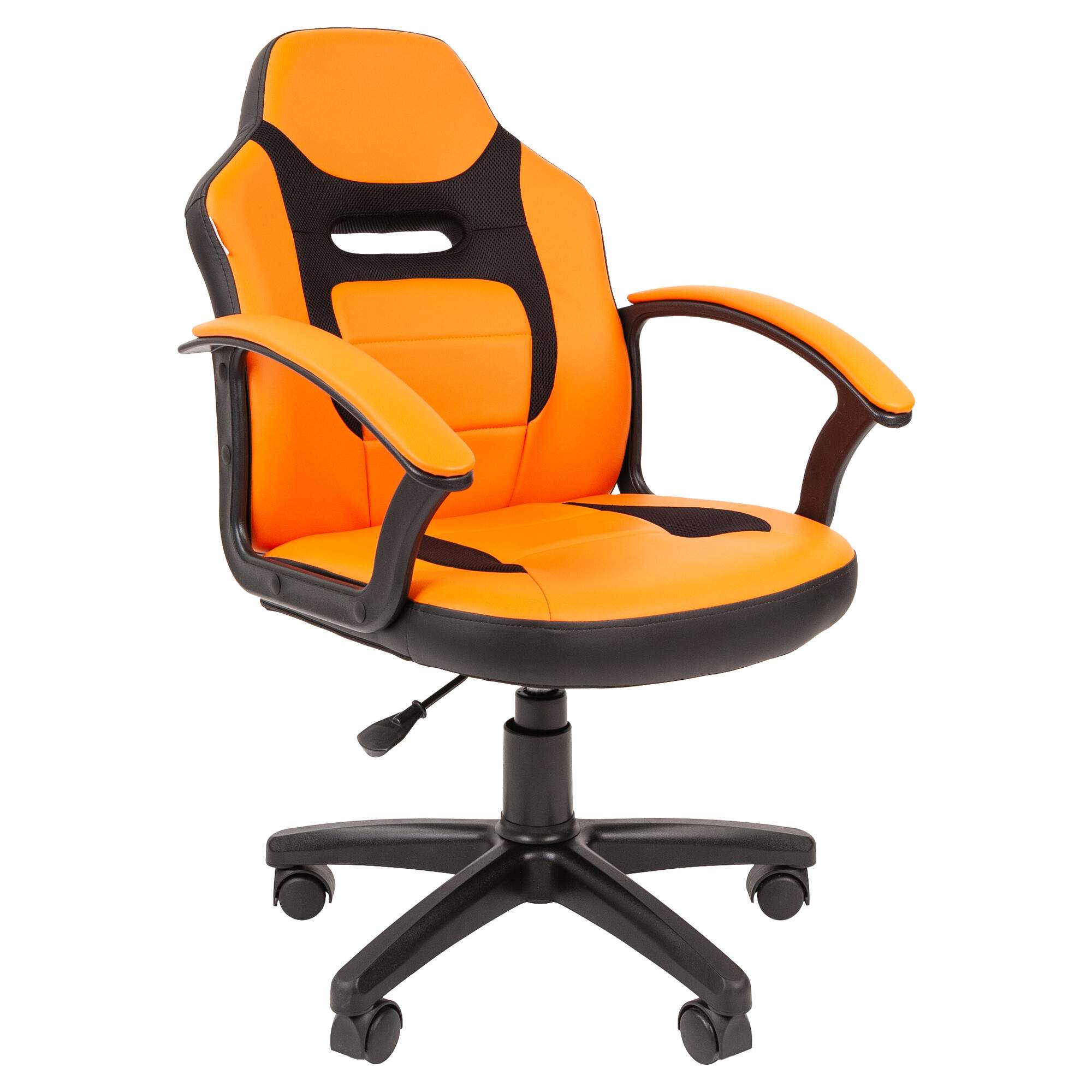 Кресло CHAIRMAN Kids 110 черный пластик, экокожа/ ткань TW, черно-оранжевый