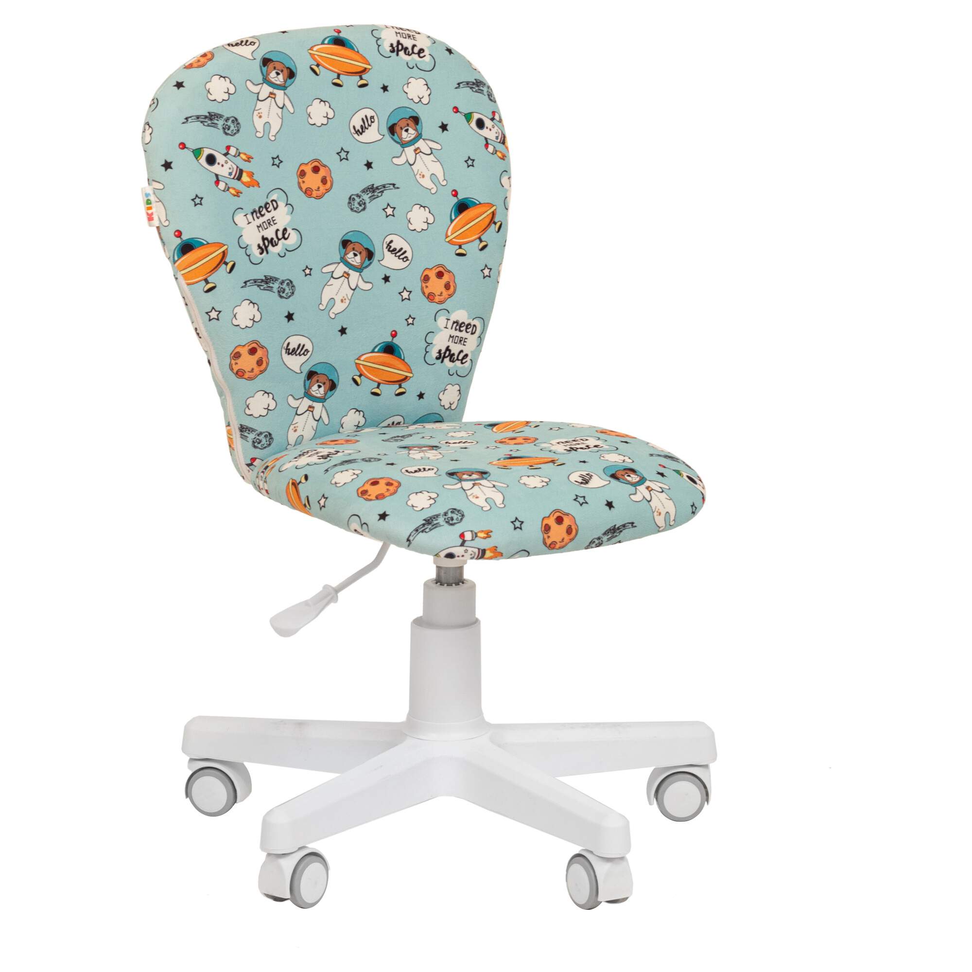 Кресло CHAIRMAN Kids 105 белый пластик, ткань велюр, рисунок "SPACE"
