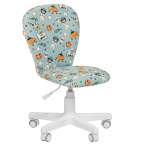 Кресло CHAIRMAN Kids 105 белый пластик, ткань велюр, рисунок "SPACE"