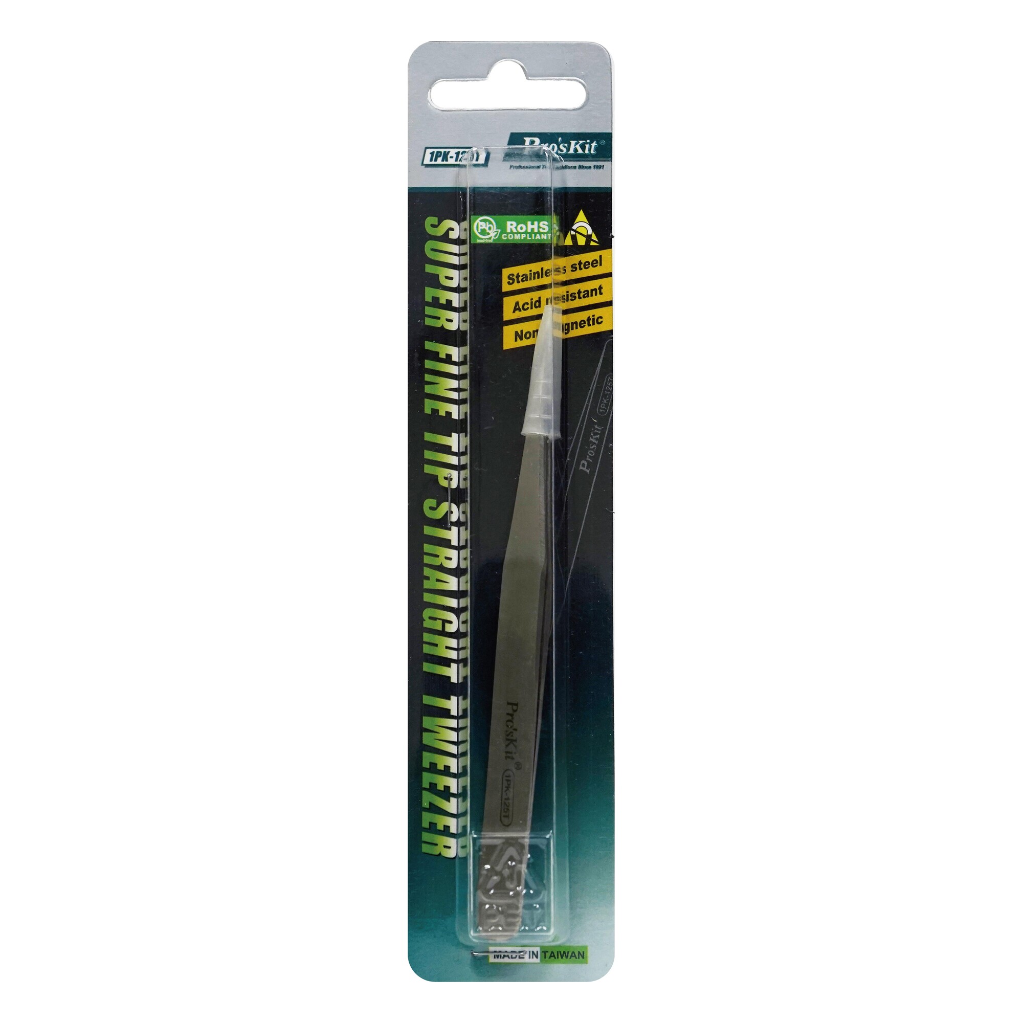 Пинцет прямой острый антимагнитный ProsKit 1PK-125T