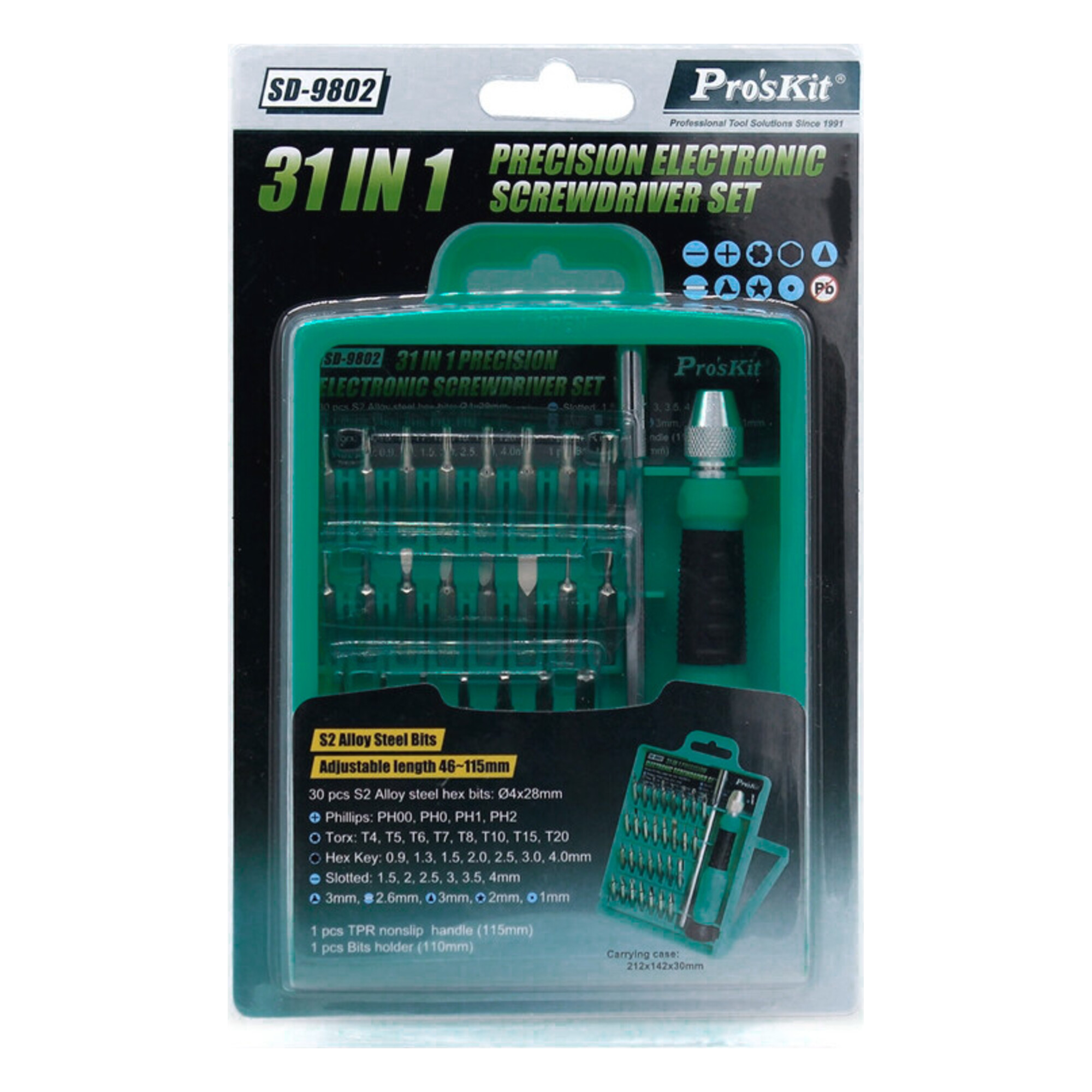 Отвертка с набором бит 31 в 1 ProsKit SD-9802