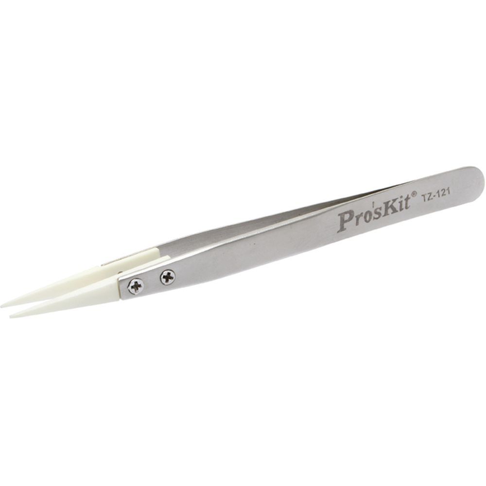 Пинцет прямой с керамическими наконечниками антистатический ProsKit TZ-121 (130 мм.)