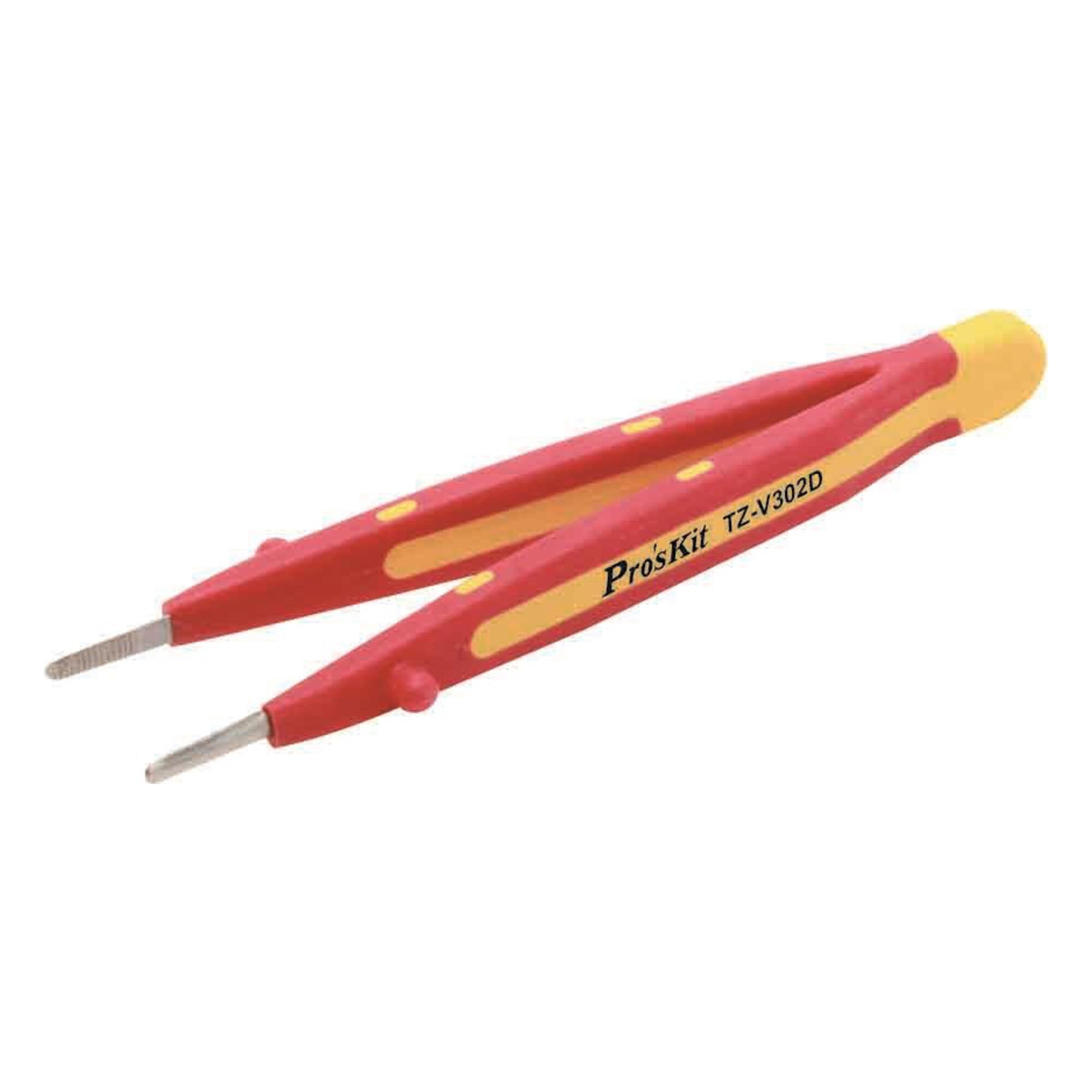 Пинцет прямой уплощенный изолированный 1000В Pro'sKit TZ-V302D